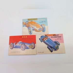 1954 Topps Car Card Set 3 British Race Cars BRM, Connaught, Healey Silverstone